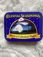 Vintage Celestial Seasonings Mini Tin Have A Celestial Night Purple Calla Lilies