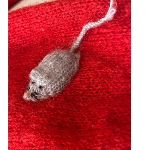 One of a Kind Hand Knit Sweater - Cat Mice - 3D - Red - One Size - Picture 5 of 13