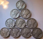 90% Silver Mercury Dimes – Silver Coin Lot (10)-AVERAGE CIRCULATION-LOTA
