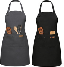 2 Pack Adjustable Kitchen Apron Cooking Apron for Women for Men with Pockets