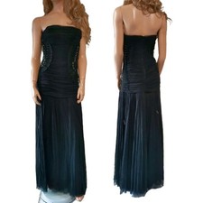 Dolce & Gabbana Runway Strapless Corset Lace Up Tulle Black Maxi Dress IT46