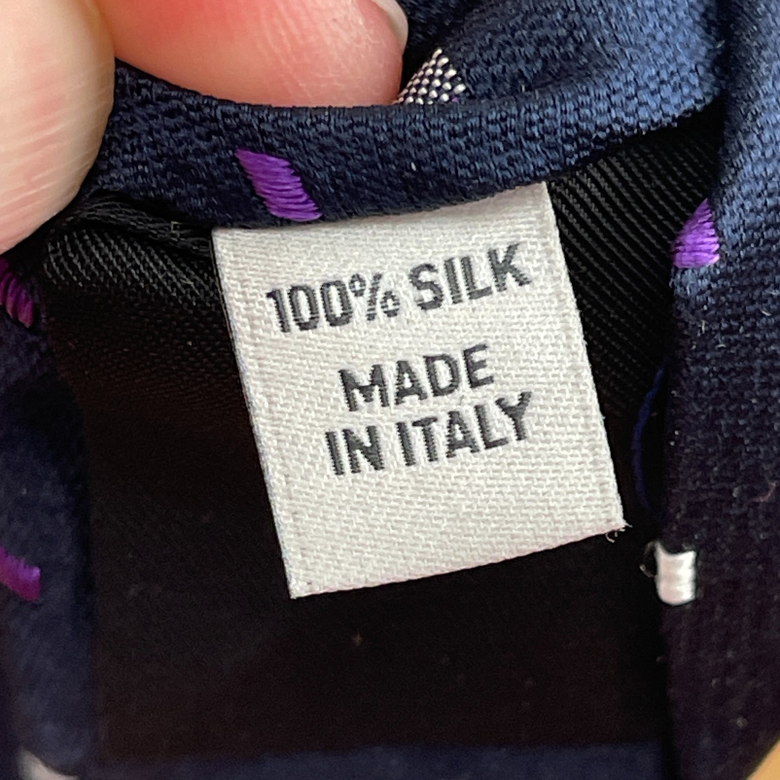 Valentino Silk Necktie Navy Blue Purple Geometric Mens Luxury Designer Italy