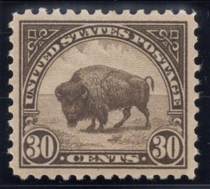 SC#569, 1922--30c Buffalo, M with Light Hinge Markings