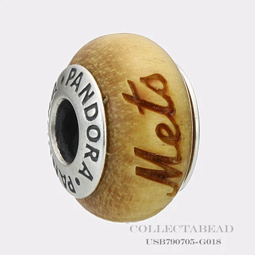 Authentic Pandora Silver New York Mets Pau Amarelo Wood Charm USB790705 G018