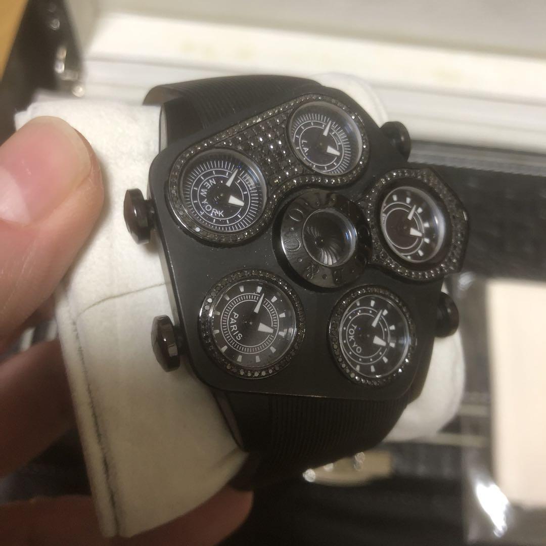 Jacob Co Grand Genuine Black Diamond 47mm Men's Watch Genuine