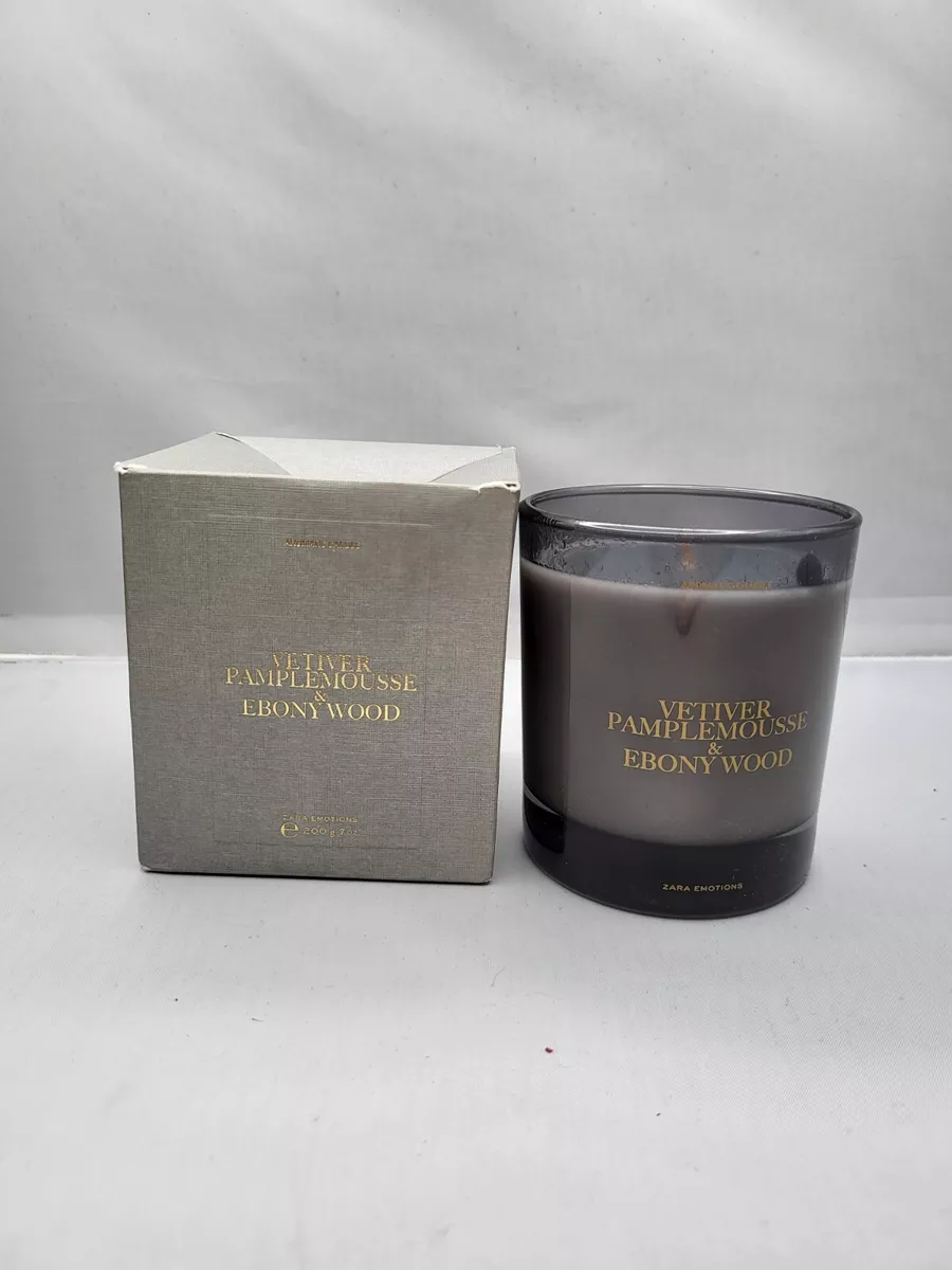 ZARA EMOTIONS EBONY WOOD VETIVER PAMPLEMOUSSE Wick Candle 7 ounces open box