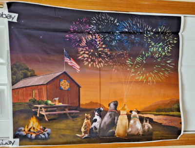 Patriotic Pets Dogs & Cats Panel by David Textiles btp