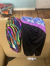 Lot Of 2 Girls Gymnastics Leo Leotards Child Size 7/8 Rainbow 8/10 Shorts