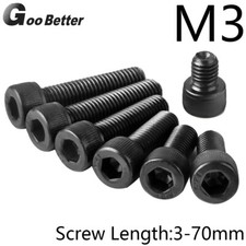 Image of M3 3mm Cap Head Allen Bolts High Tensile 12.9 Self Colour Black Socket Screws