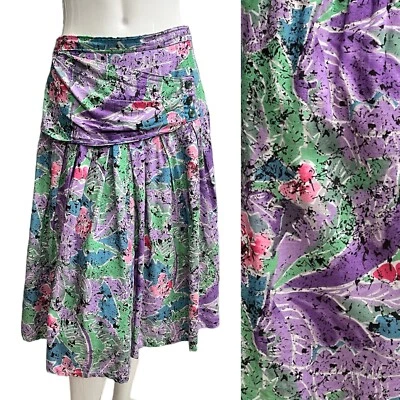 Vintage Rock 80er Grafikmuster Midi Lila/Grün/Rosa 12 - Bild 1 von 4