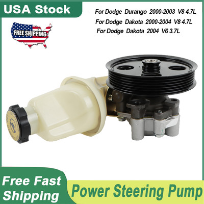 Power Steering Pump + Pulley + Reservoir For 2000-2004 4.7L Dodge Durango Dakota