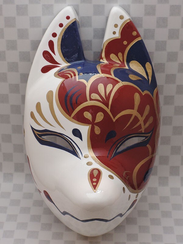 Komendo Full Face Fox Mask KAGO Lsize Kitsune Hand Made Painted