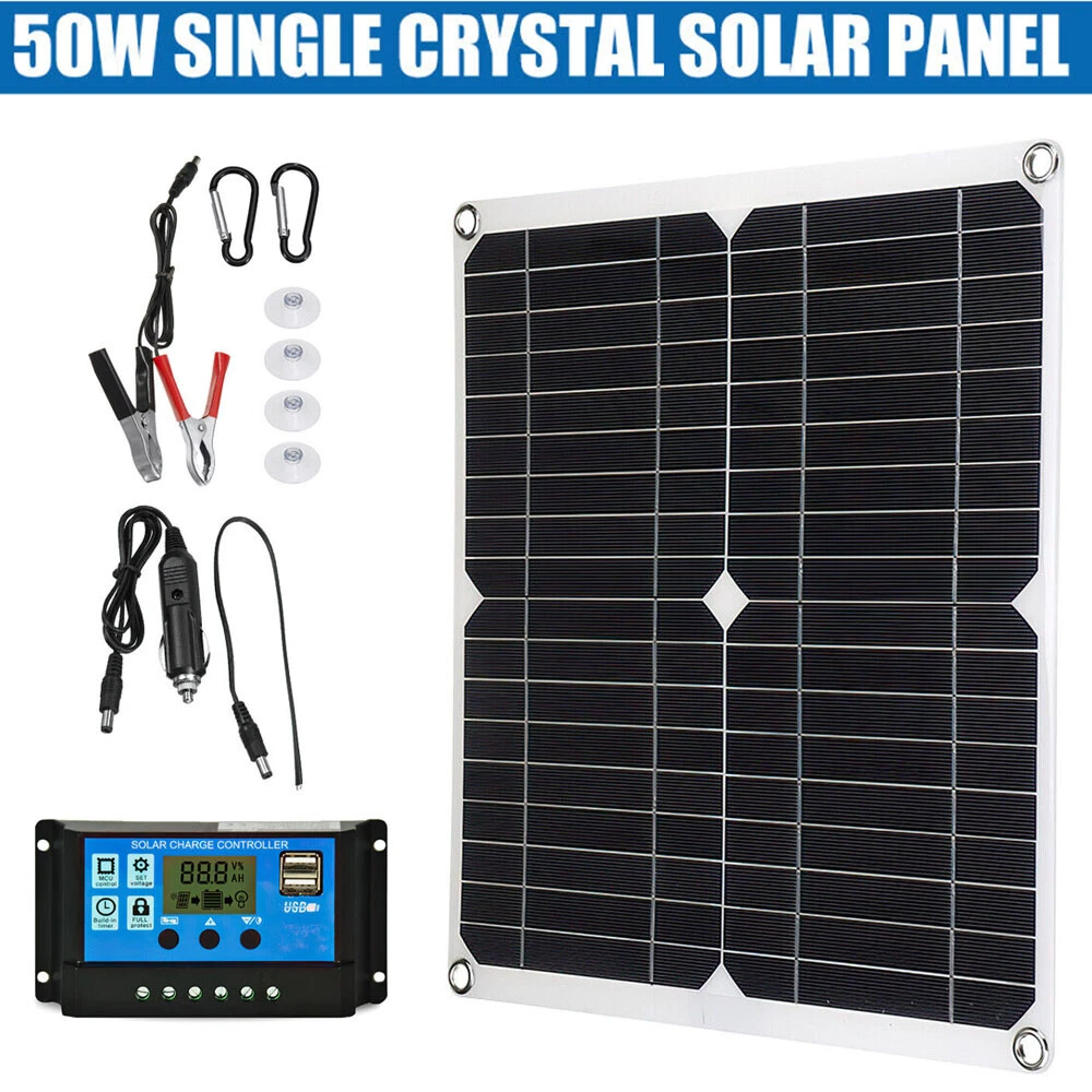 Solar Panel Kit 50W 12V with Charge Controller For Car RV Van Caravan Boat  UK | eBay