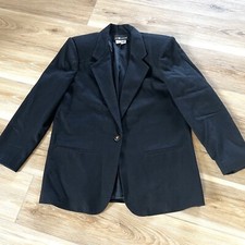 VTG Sag Harbor 100 WOOL Blazer Jacket Black 90s Style ACADEMIA Classic 12