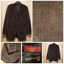 Ermenegildo Zegna Blazer Mens 42R Gray Plaid Career Jacket Cotton Cashmere Italy