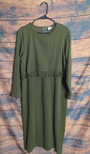 Lennie New York Olive Green Vintage Ribbed Fringed Midi Dress  Size L #O10