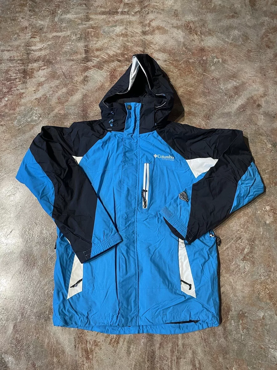 COLUMBIA TITANIUM OMNI TECH BLUE/Black 3 in 1 HOODED JACKET SZ S