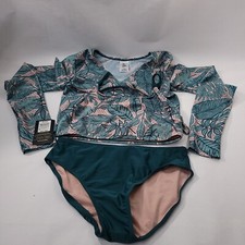 Art Class 3 Piece Palm Print Rashguard Girls Bikini Top Bottom Size 2XL 18