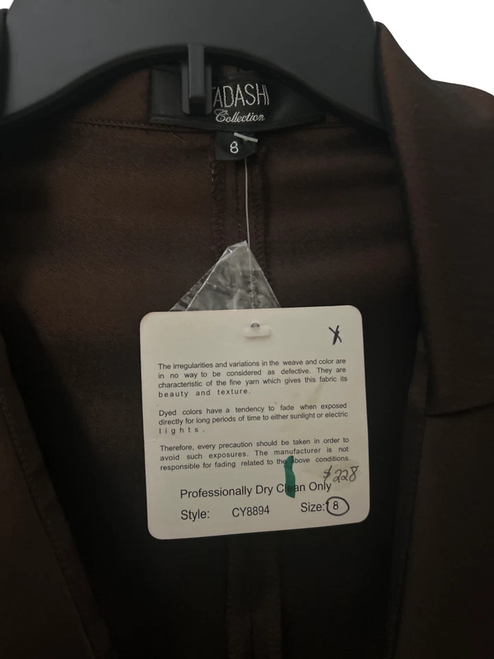 Chaqueta Blazer Para Mujer TADASHI SHOJI Marrón Botón Calce Ajustado Formal Talla 8 Med Foto 3 de 3