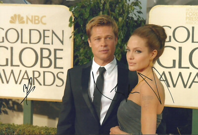 ANGELINA JOLIE und BRAD PITT Original Autogramme Golden Globe 20x30 Großfoto