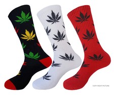 3 PK LONG WEED SOCKS LEAF CANNABIS SIZE 10-13 MULTICOLOR TRUE AMERICAN SIZE 46 