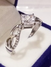 CLEARANCE Princess Cut SIM Moissanite Engagement Promise Ring Stainless steel