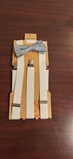 Boys Youth Bow Tie Pre-Tied and Suspender Set Blue White Dockers