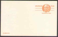 US. UX74. (10c) John Hancock (1737-1793) Politician. Postal Cards. MNH. 1978