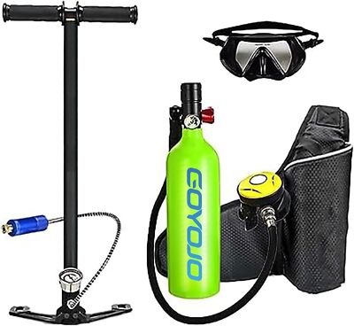 Scuba Diving Oxygen Tank 1L Cylinder Underwater Breather with Dive Mask Inflator