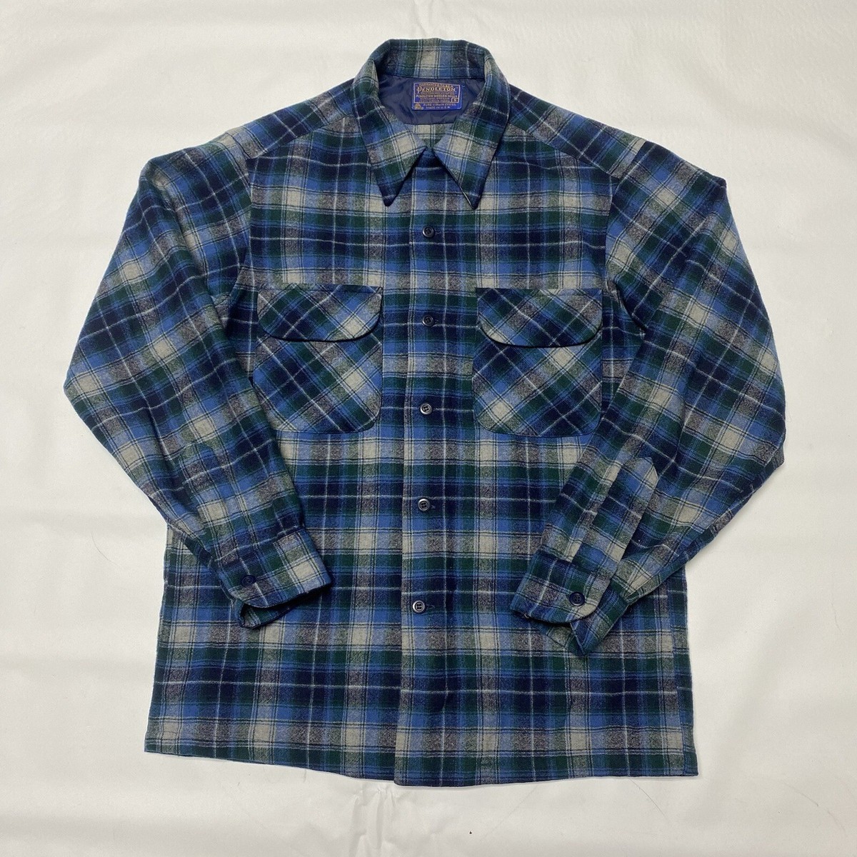 トップス PENDLETON shadow check cotton shirt VTG Pendleton Board Plaid Wool USA Shirt Multicolor S Blue Green