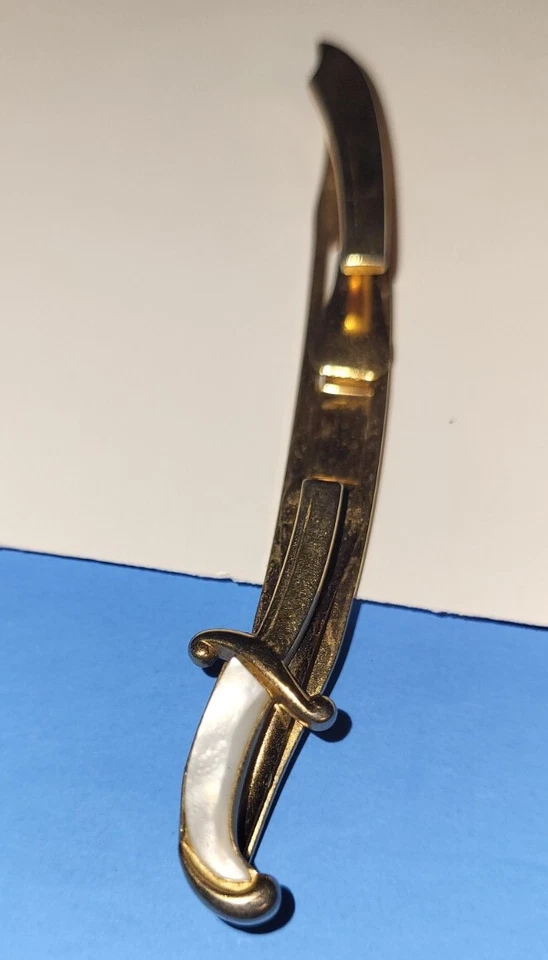 Swank 品牌 Scimitar Sword 珍珠手柄领带杆,短柄 — 第 3/4 张图片