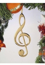 Gold-Color TREBLE CLEF Christmas Ornament, 5" Tall, by Broadway Gifts