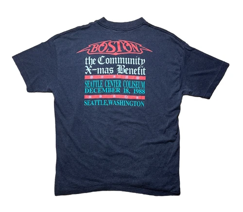 RARE vintage X-MAS BENEFIT CONCERT Boston third stage U 1980s vintage concert t-shirt, vintage, size XL, single stitch, B+ condition