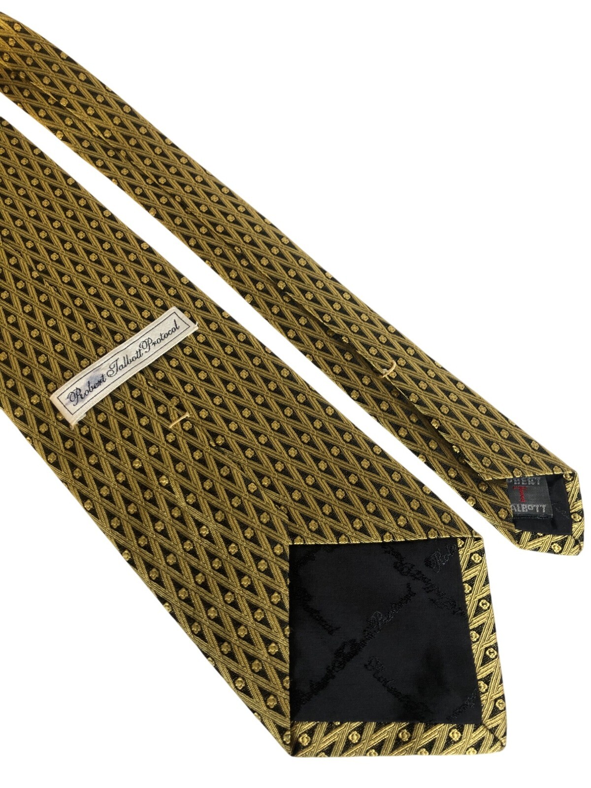 Robert Talbott Protocol Gold Black Geometric Silk… - image 3
