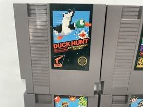 Lot Of 7 NES 5-Screw Carts Only Black Label Mario, Hogans Alley, Gumshoe NICE!!