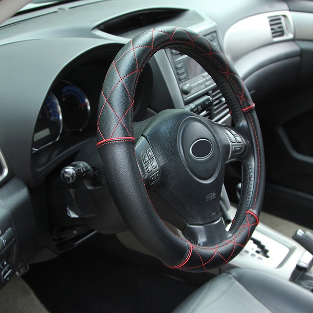 Universal 38cm Black Soft Leather Car Steering Wheel Cover for sale