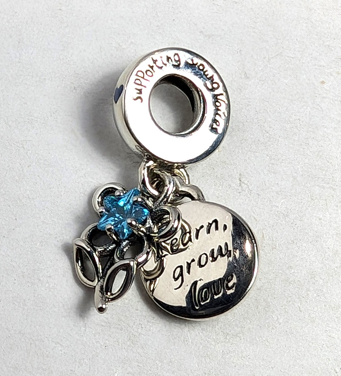 Authentic Pandora Charm, Blooming Flower Double Dangle UNICEF