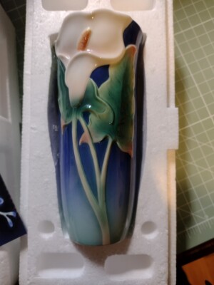 Calla Lilly Vase, Franz Porzellan Sammlung mit Originalkarton 
