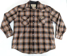 Jesse James Western Shirt Sz L Plaid Pearl Snap WC Choppers Work Wear Flannel