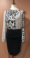 Eileen Fisher Wool Blend Knit Sweater Casual Career Jacquard Skirt Size S
