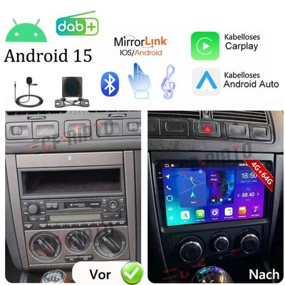 4G+64G Android 15 Autoradio Carplay RDS WIFI Navi für VW Bora Golf 4 MK4 1J1 DAB