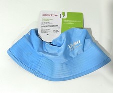 NWT Speedo Kids Bucket Hat Shark Theme UV 50 Strap Light Blue L/XL 12-24Months