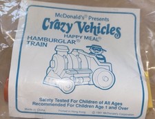 Vintage McDonald's Happy Meal Crazy Vehicles Hamburglar Train Sealed NOS U178