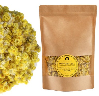 Immortelle Helichrysum Dried Flowers 7 OZ (200g) with Short Stems Wild Harvest