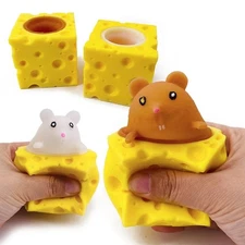 Squeeze Toy Decompression Cheese Mouse Cup Stress Relief Rat Sensory Fidget NEW*