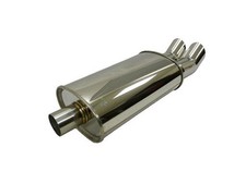 Obx Stainless Mv Oval Muffler 2.5 Dual Dtm Tips Center In Dual Out Universal