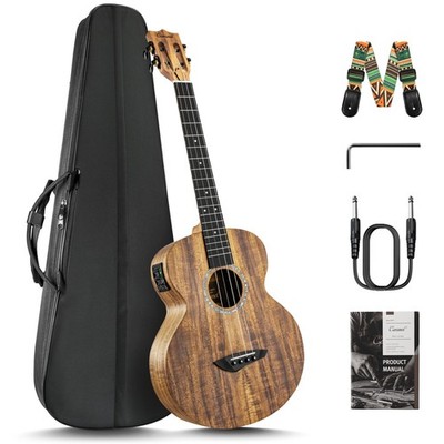 Caramel CB207 Acacia Baritone Acoustic Electric Ukulele with Truss Rod with A...