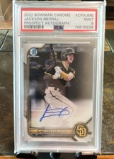 Bowman 2022 Bowman Chrome Jackson Merrill Prospect 1st Auto Padres PSA 9
