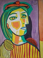 Pablo Picasso Signed Cubist Oil Painting on Canvas - Spanish Modern Art