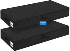 2 Pack 40L 12 cm Tall Shallow Under Bed Storage Boxes with Lid, Low Profile Und